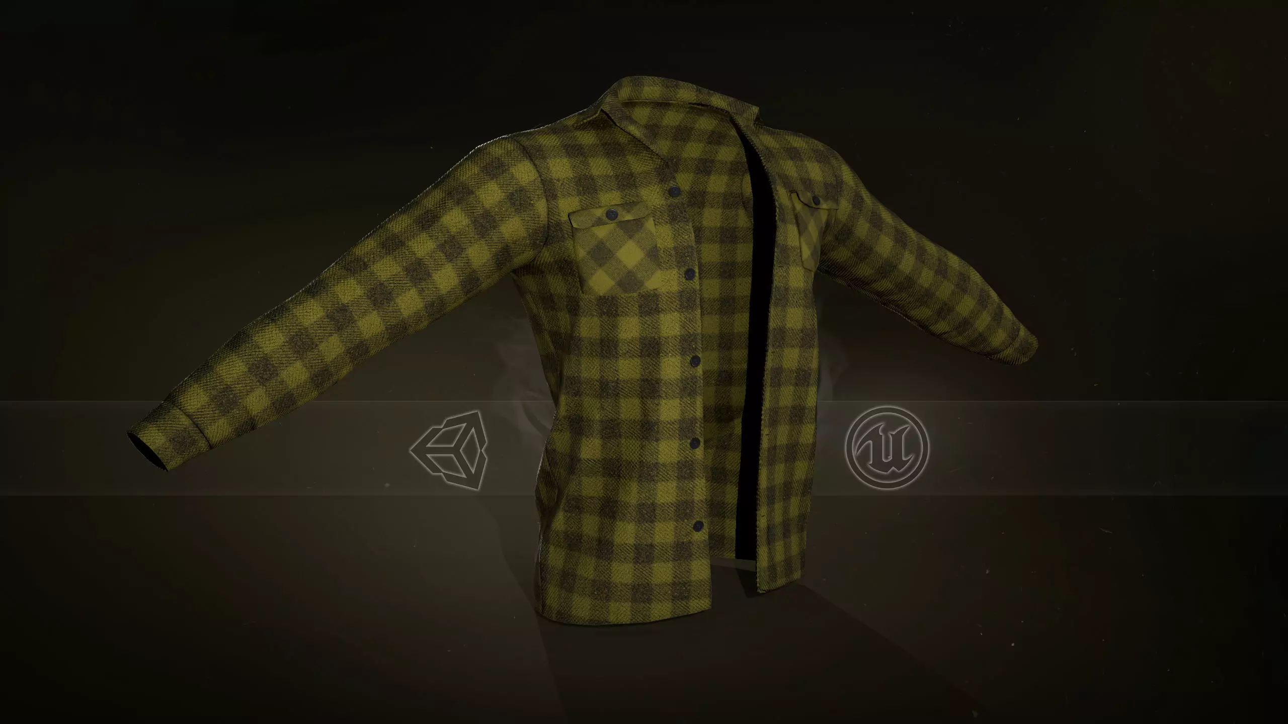 Yellow Flannel Shirt  Low-poly 3D model_0