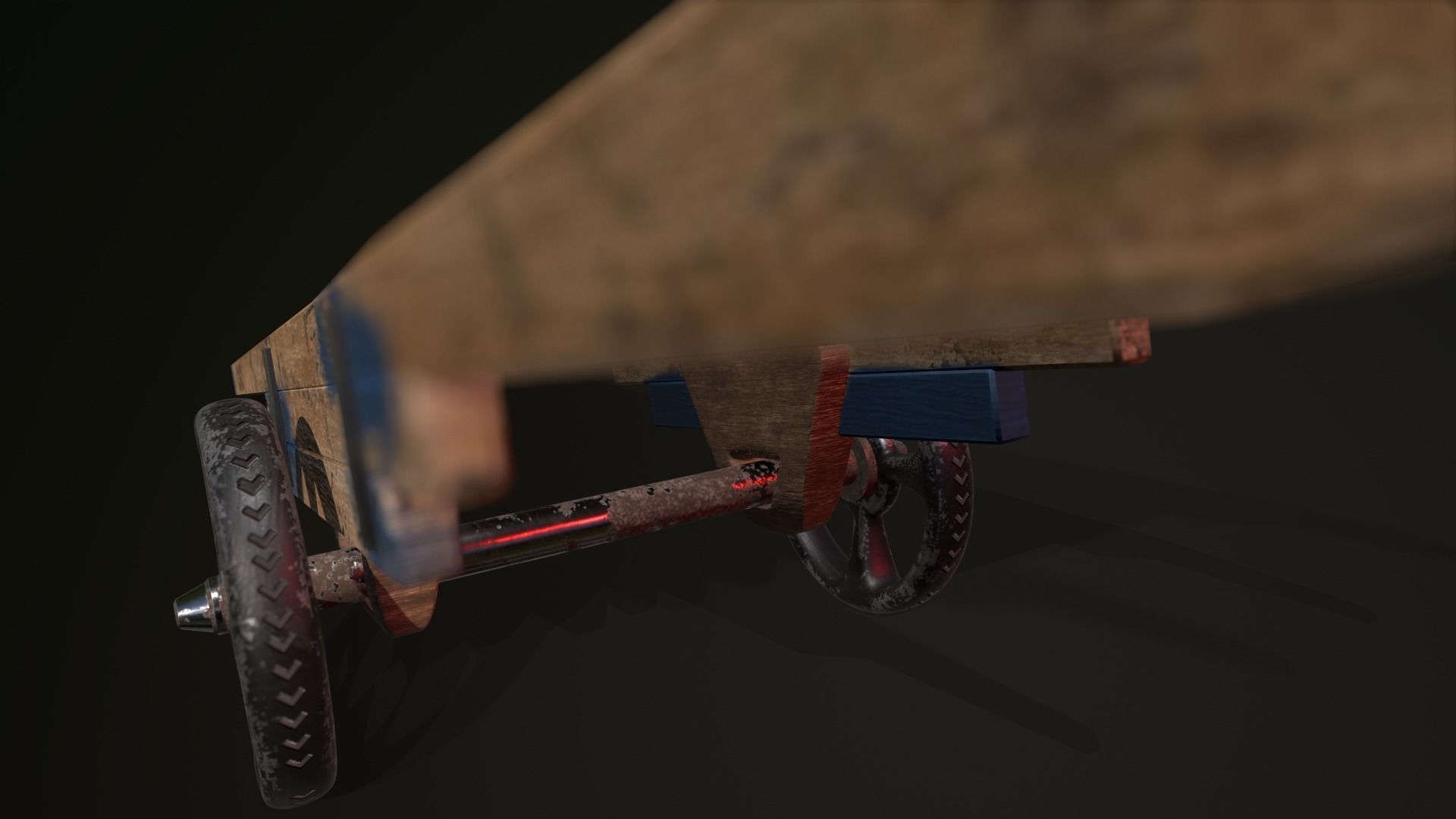 Wooden Hand Cart Low-poly 3D model_18