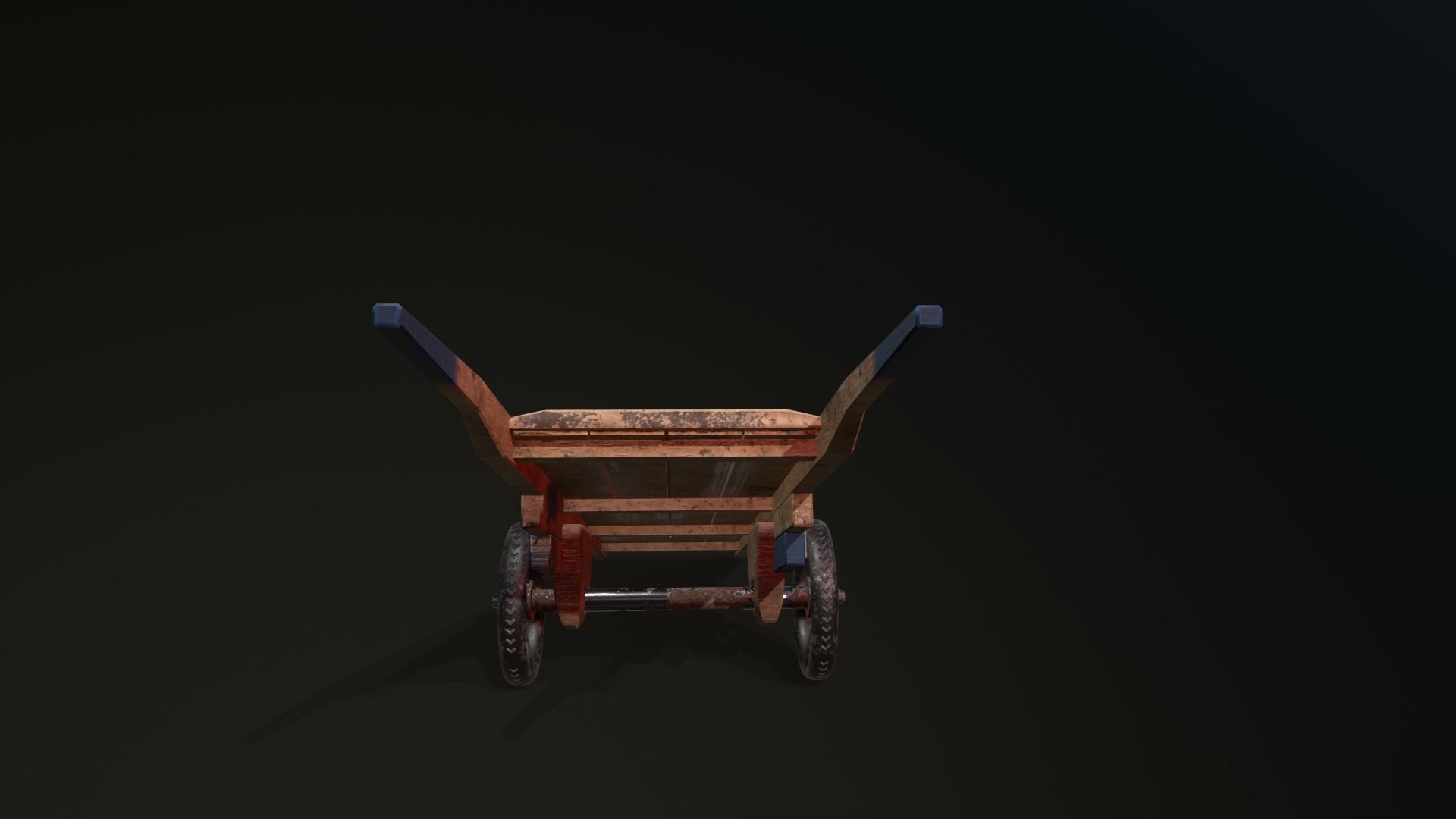 Wooden Hand Cart Low-poly 3D model_8