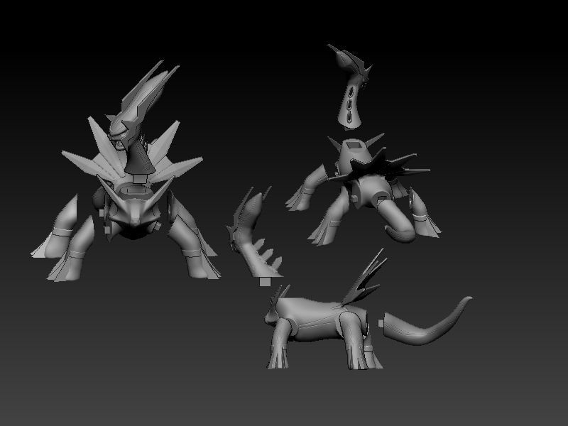 Pokemon - Dialga with cuts and as a whole 3D print model_4