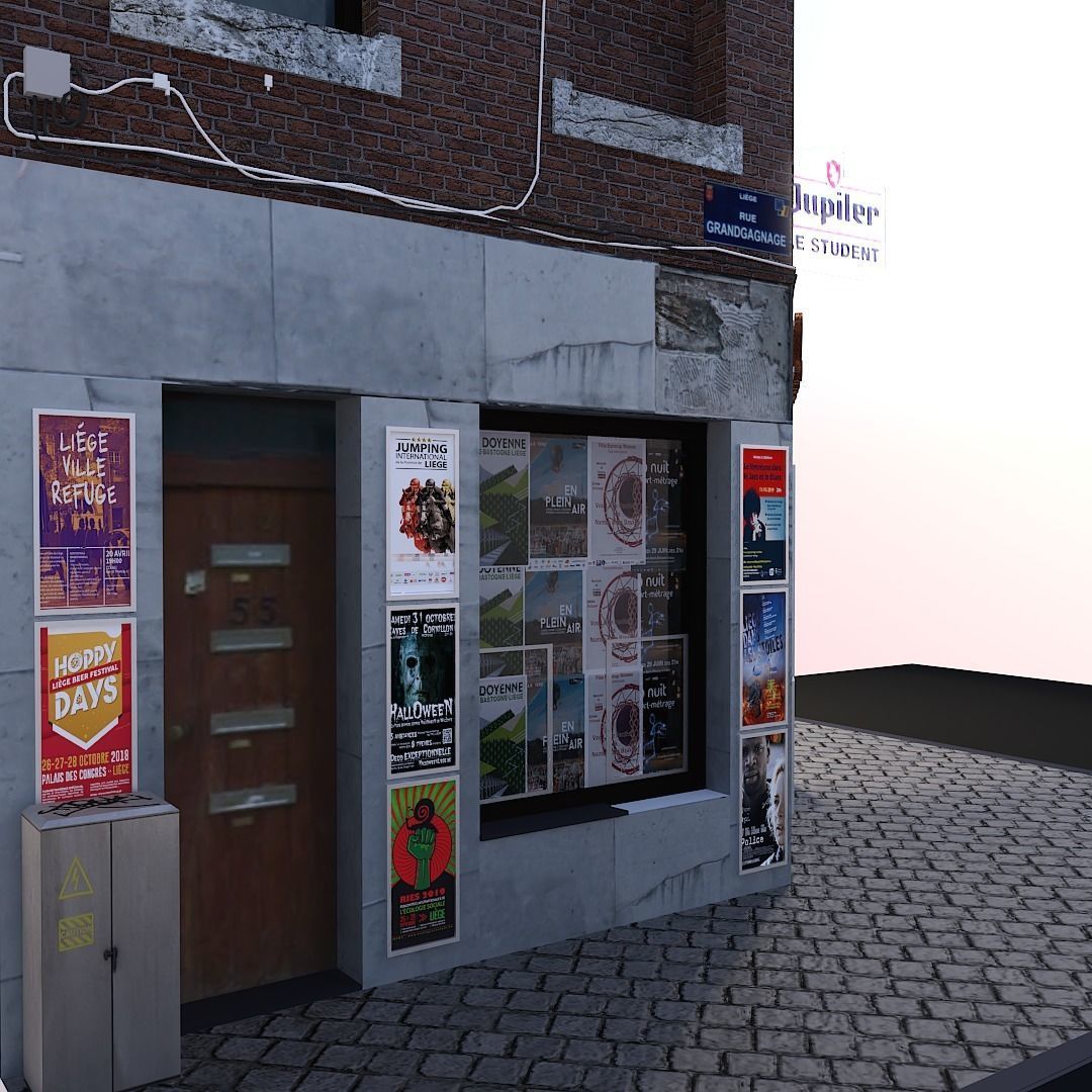 urban building - abandoned tavern Free low-poly 3D model_2