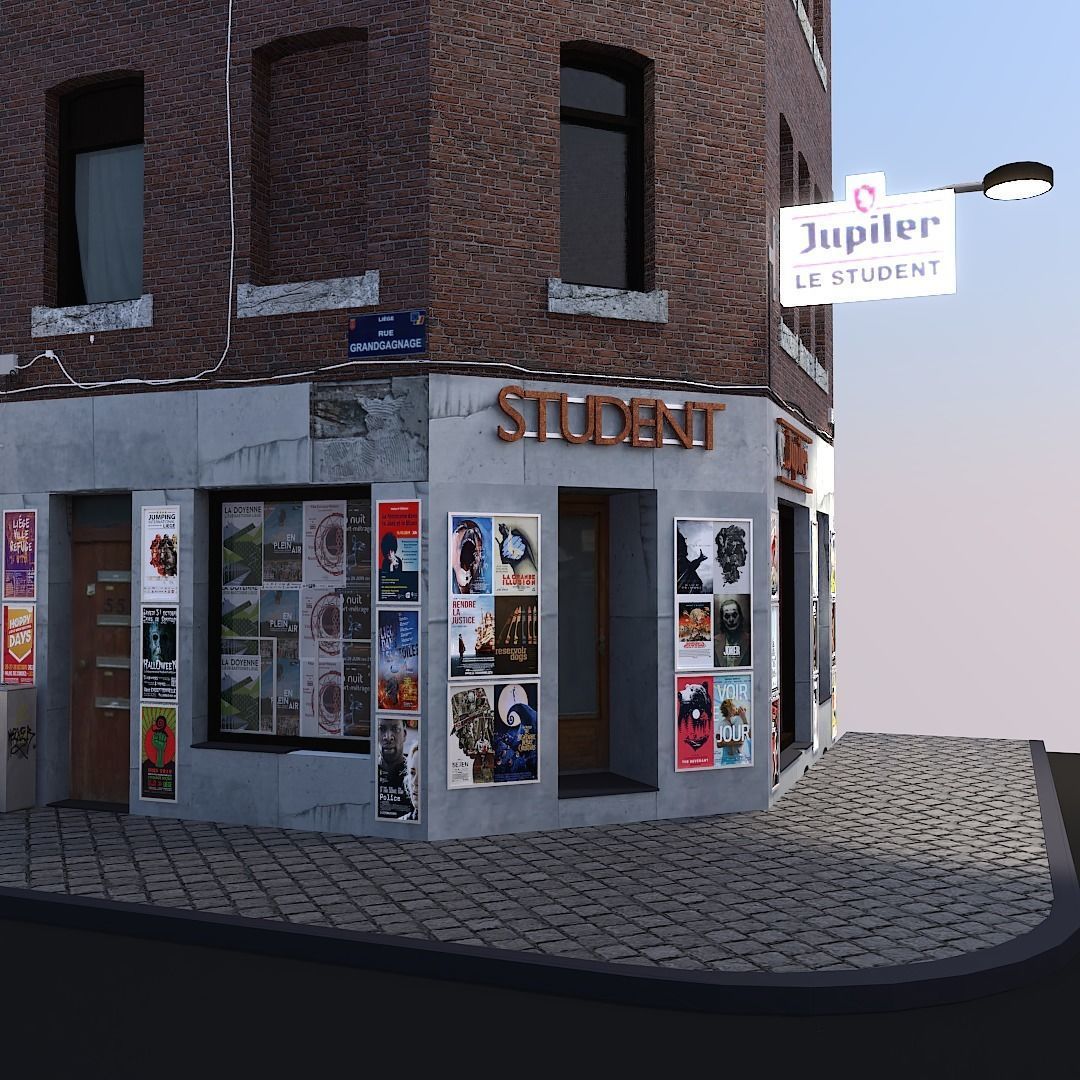 urban building - abandoned tavern Free low-poly 3D model_1