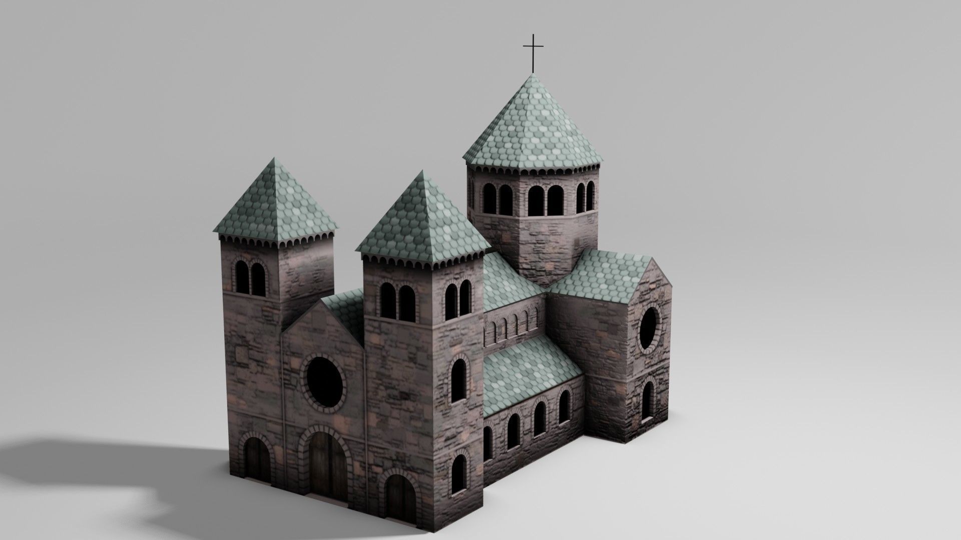 low poly Medieval Cathedral Low-poly 3D model_10