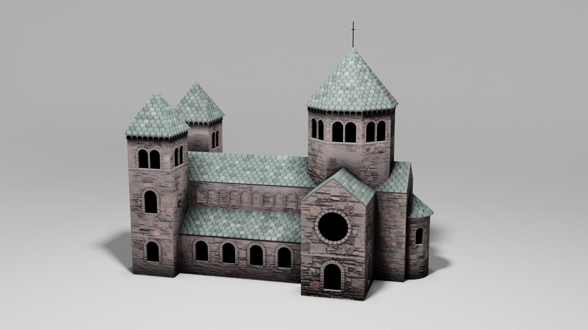 low poly Medieval Cathedral Low-poly 3D model_8
