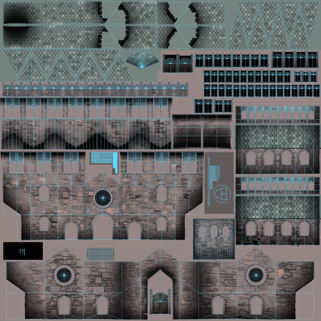 low poly Medieval Cathedral Low-poly 3D model_14