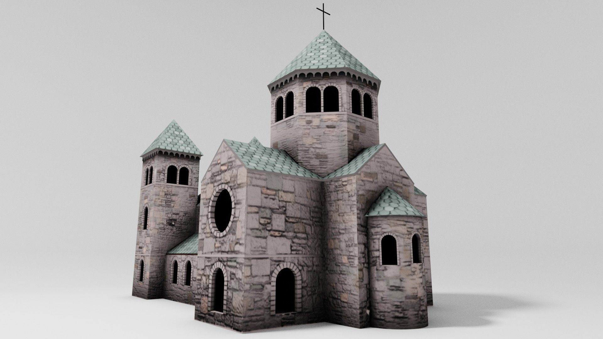 low poly Medieval Cathedral Low-poly 3D model_4