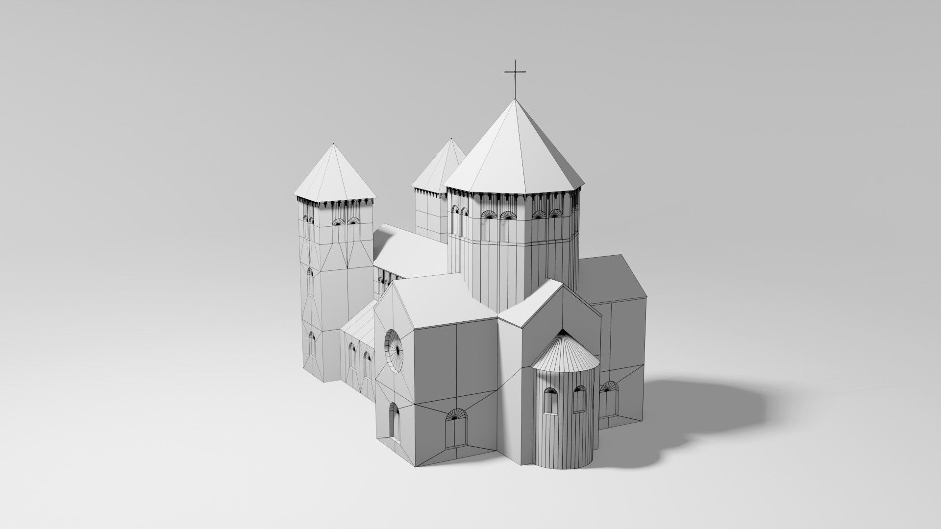 low poly Medieval Cathedral Low-poly 3D model_13