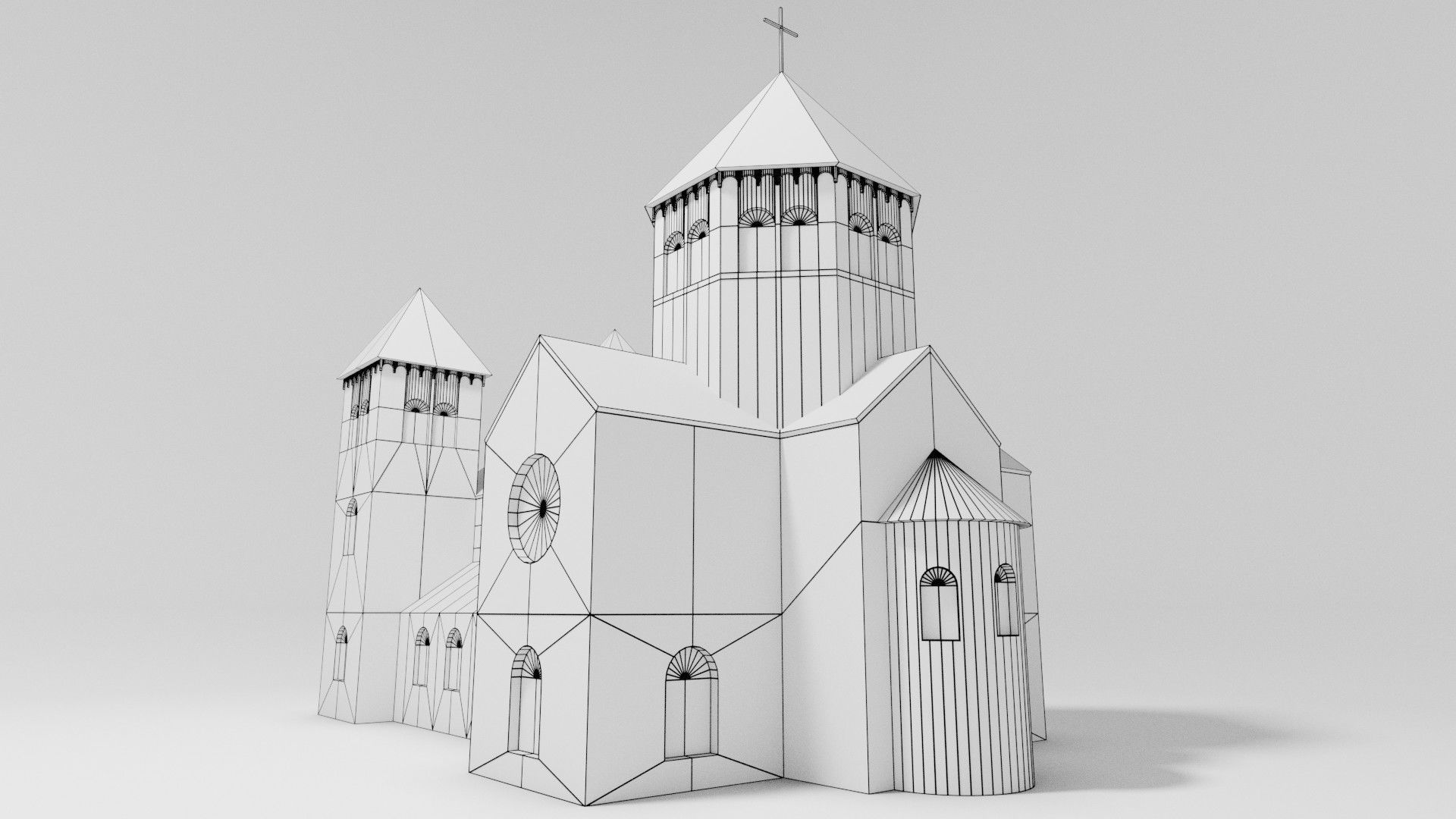 low poly Medieval Cathedral Low-poly 3D model_5