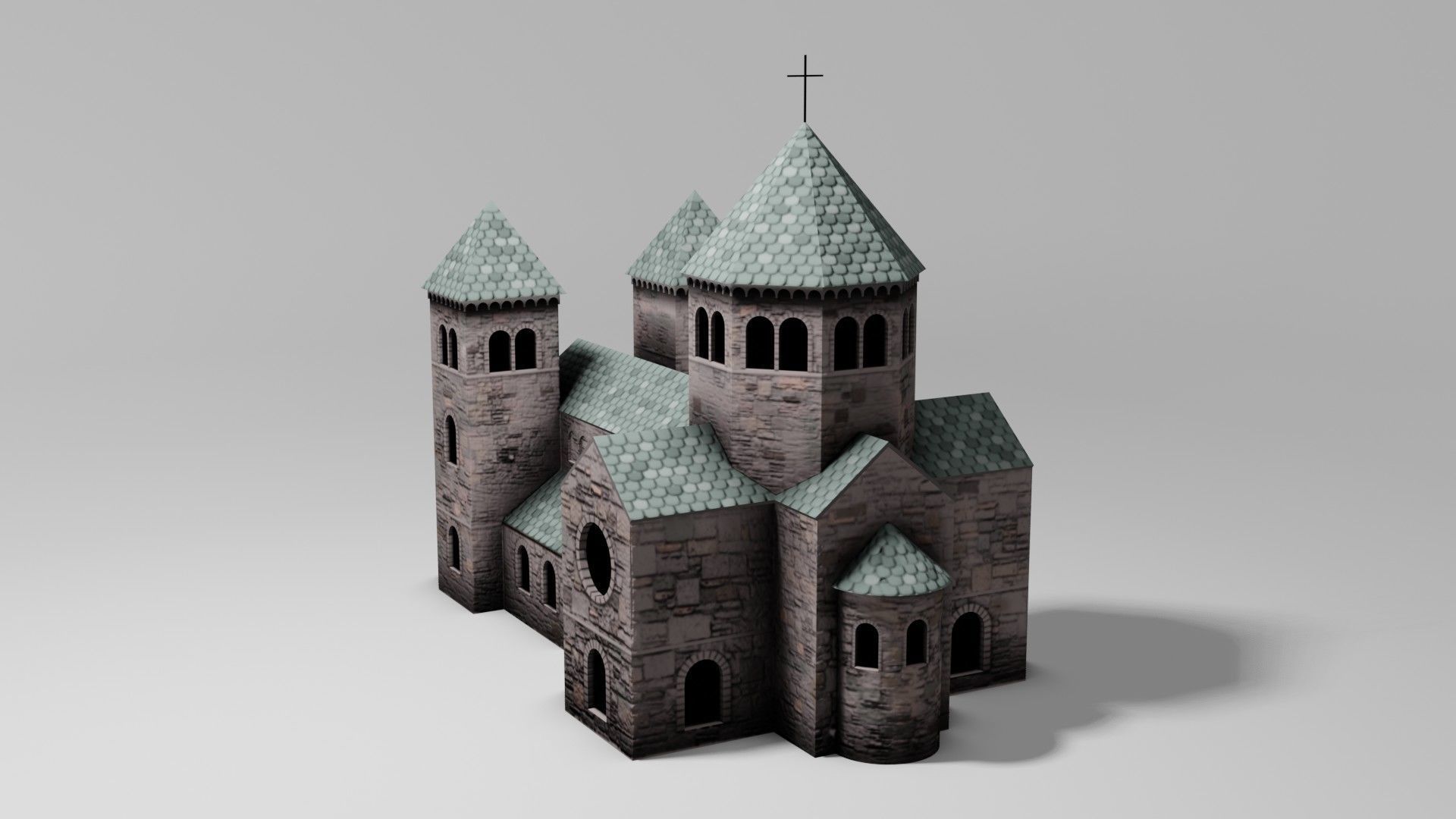 low poly Medieval Cathedral Low-poly 3D model_12