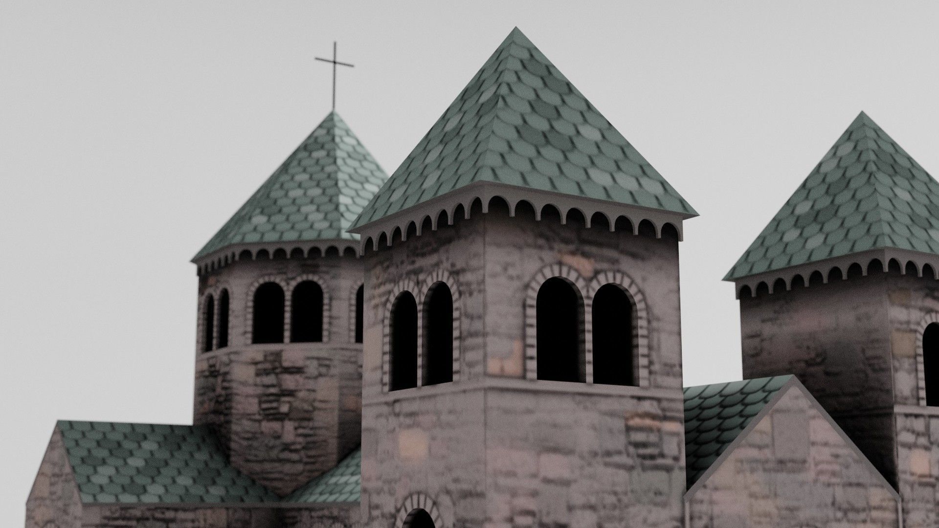 low poly Medieval Cathedral Low-poly 3D model_6