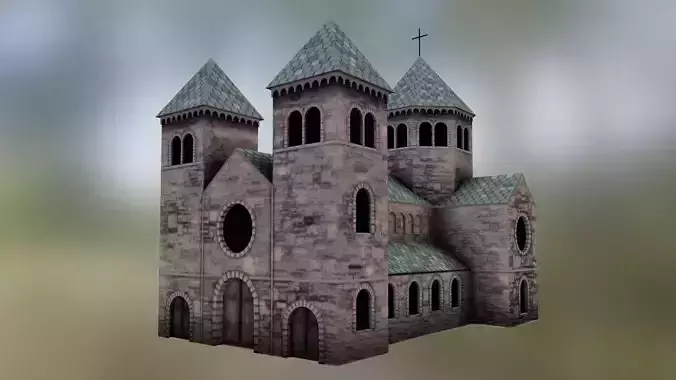 low poly Medieval Cathedral