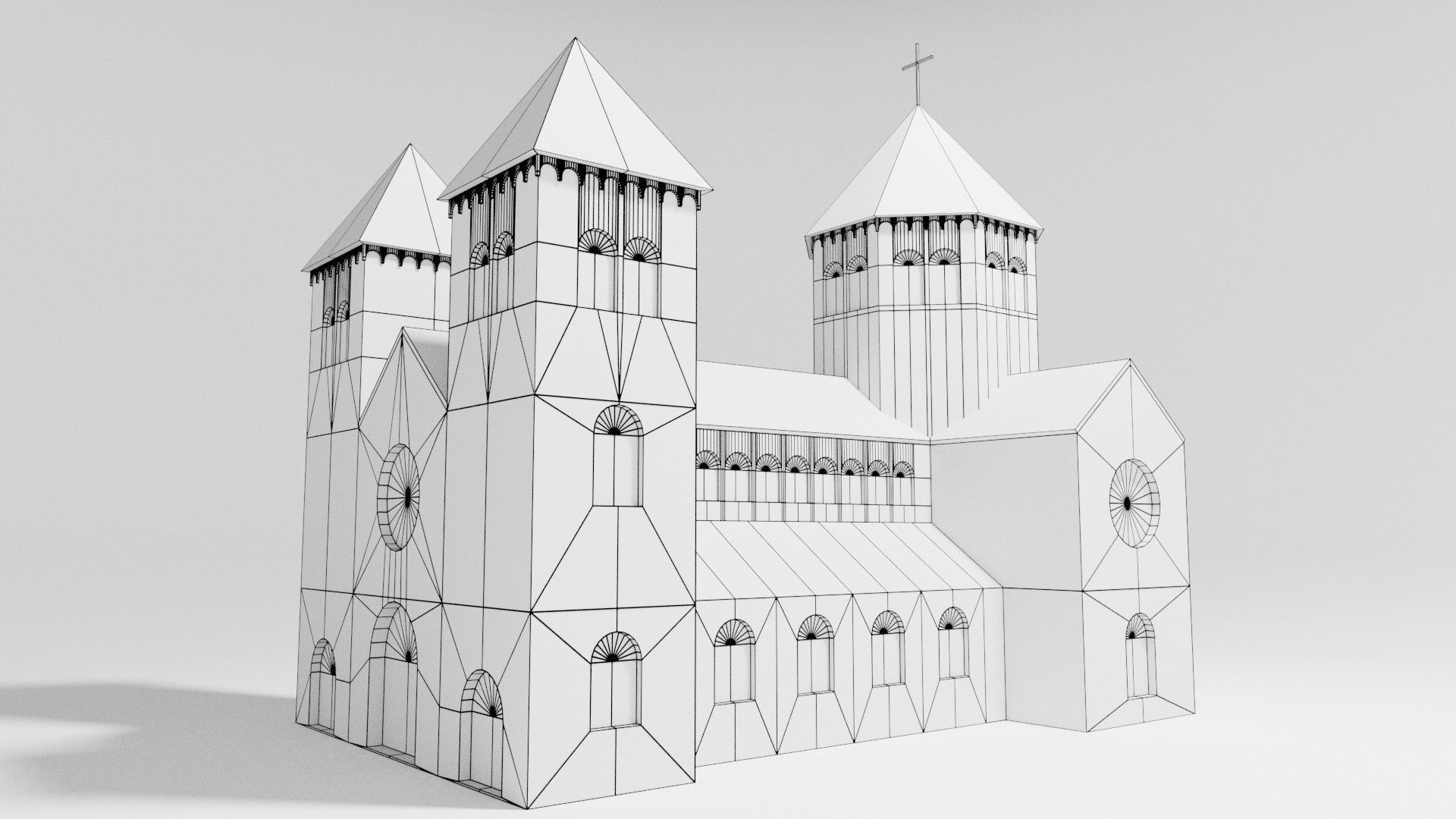 low poly Medieval Cathedral Low-poly 3D model_1