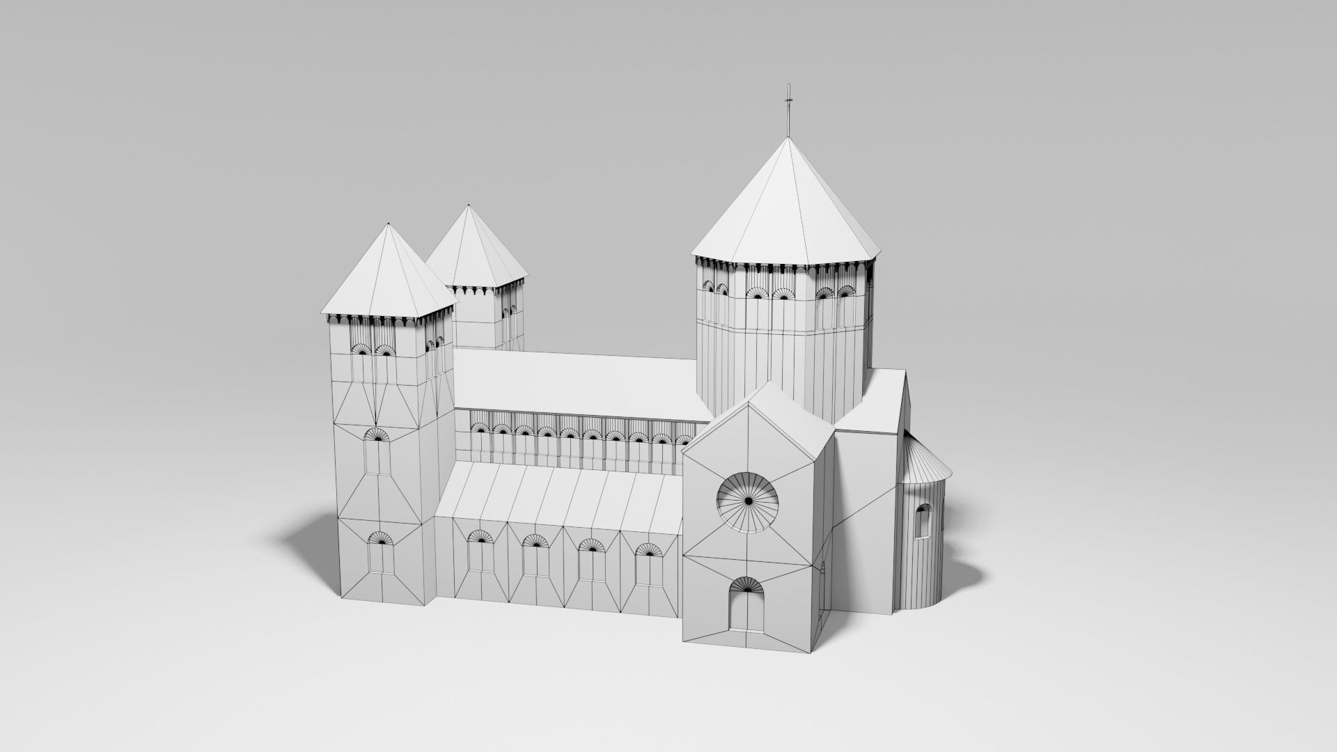 low poly Medieval Cathedral Low-poly 3D model_9