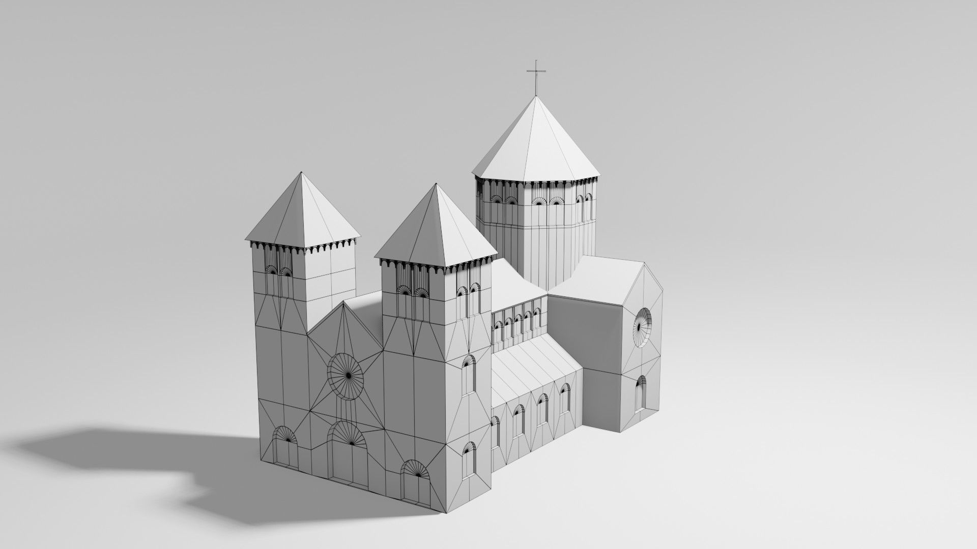 low poly Medieval Cathedral Low-poly 3D model_11