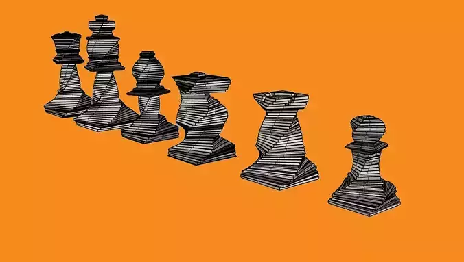 geometric chess pieces 3D print model