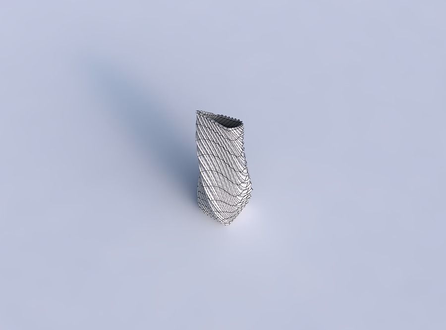 Vase twisted bent rectangle with wavy extruded lines 3 3D print model_6