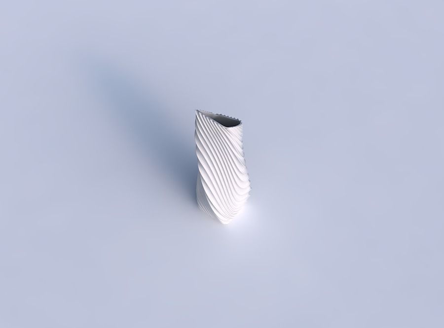Vase twisted bent rectangle with wavy extruded lines 3 3D print model_1