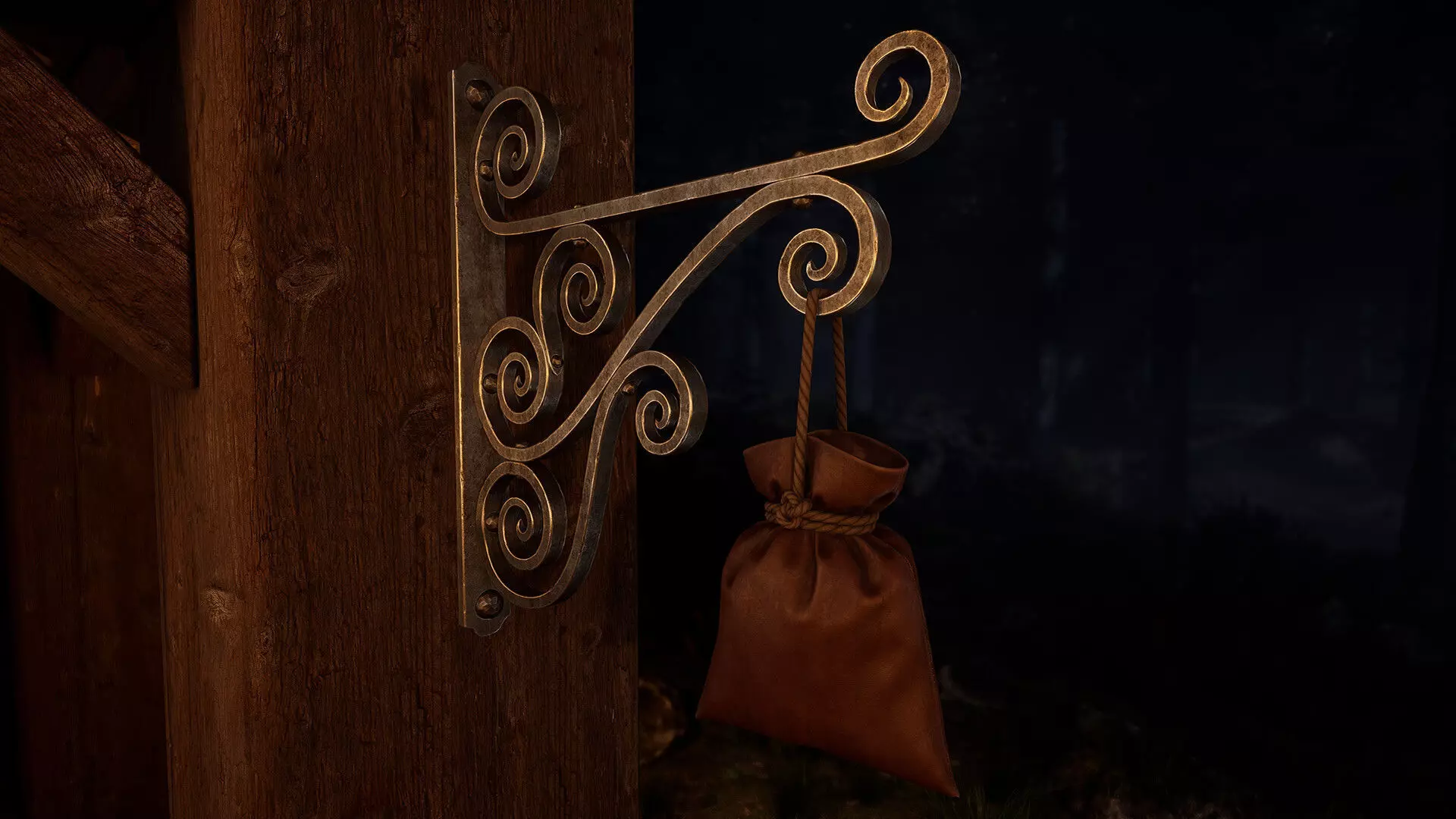 Medieval Store Sign Low-poly 3D model_0