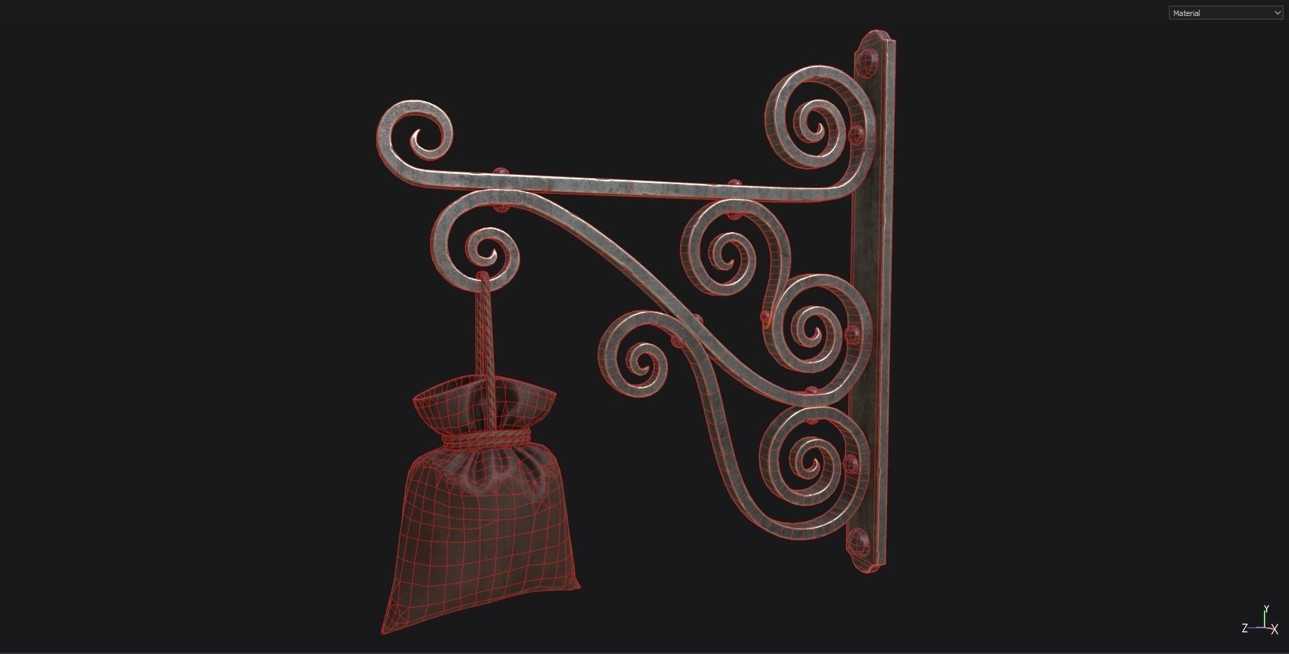 Medieval Store Sign Low-poly 3D model_5