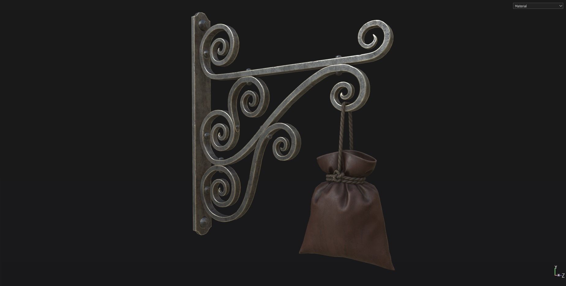Medieval Store Sign Low-poly 3D model_2