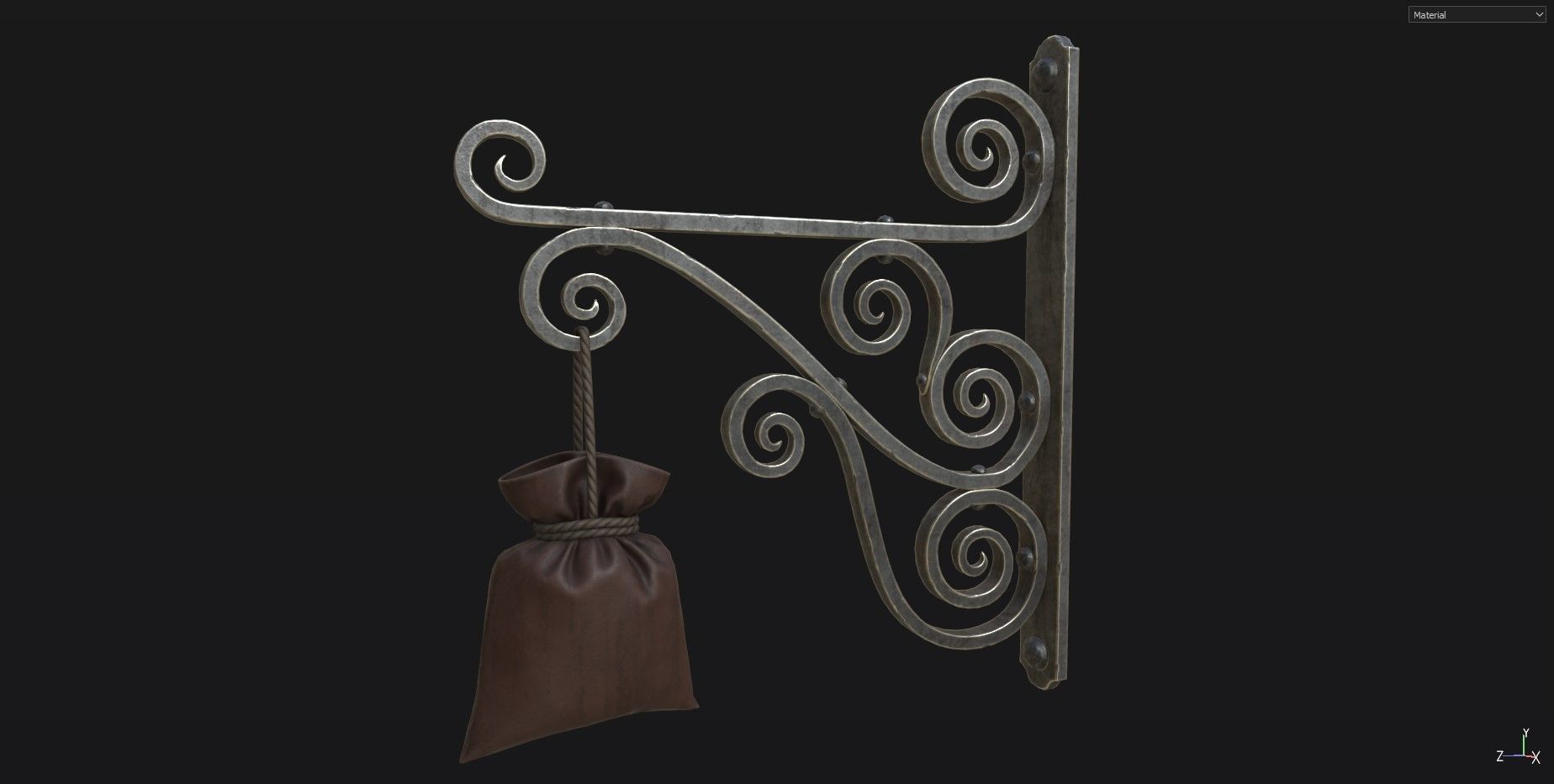 Medieval Store Sign Low-poly 3D model_3