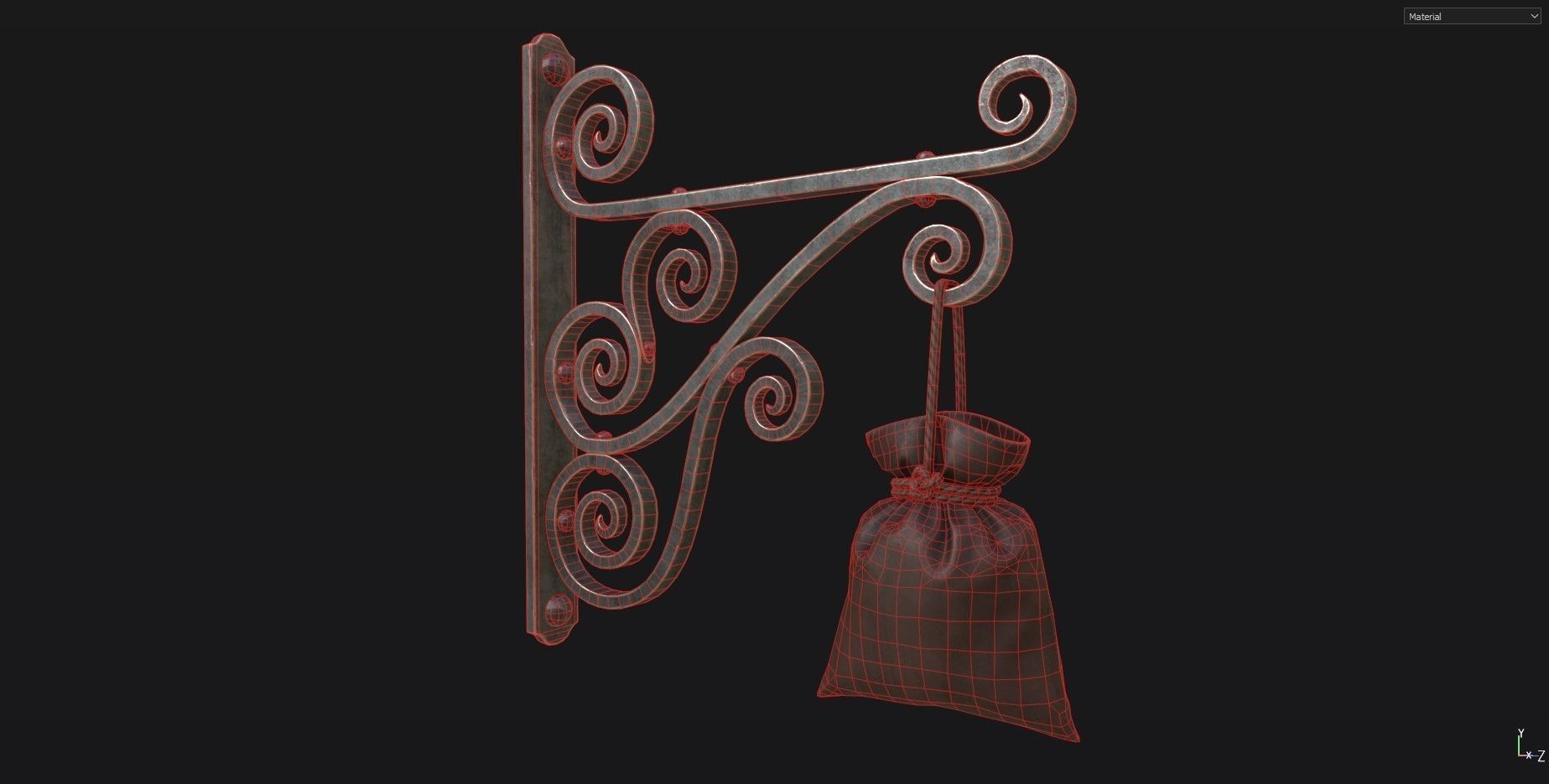 Medieval Store Sign Low-poly 3D model_4
