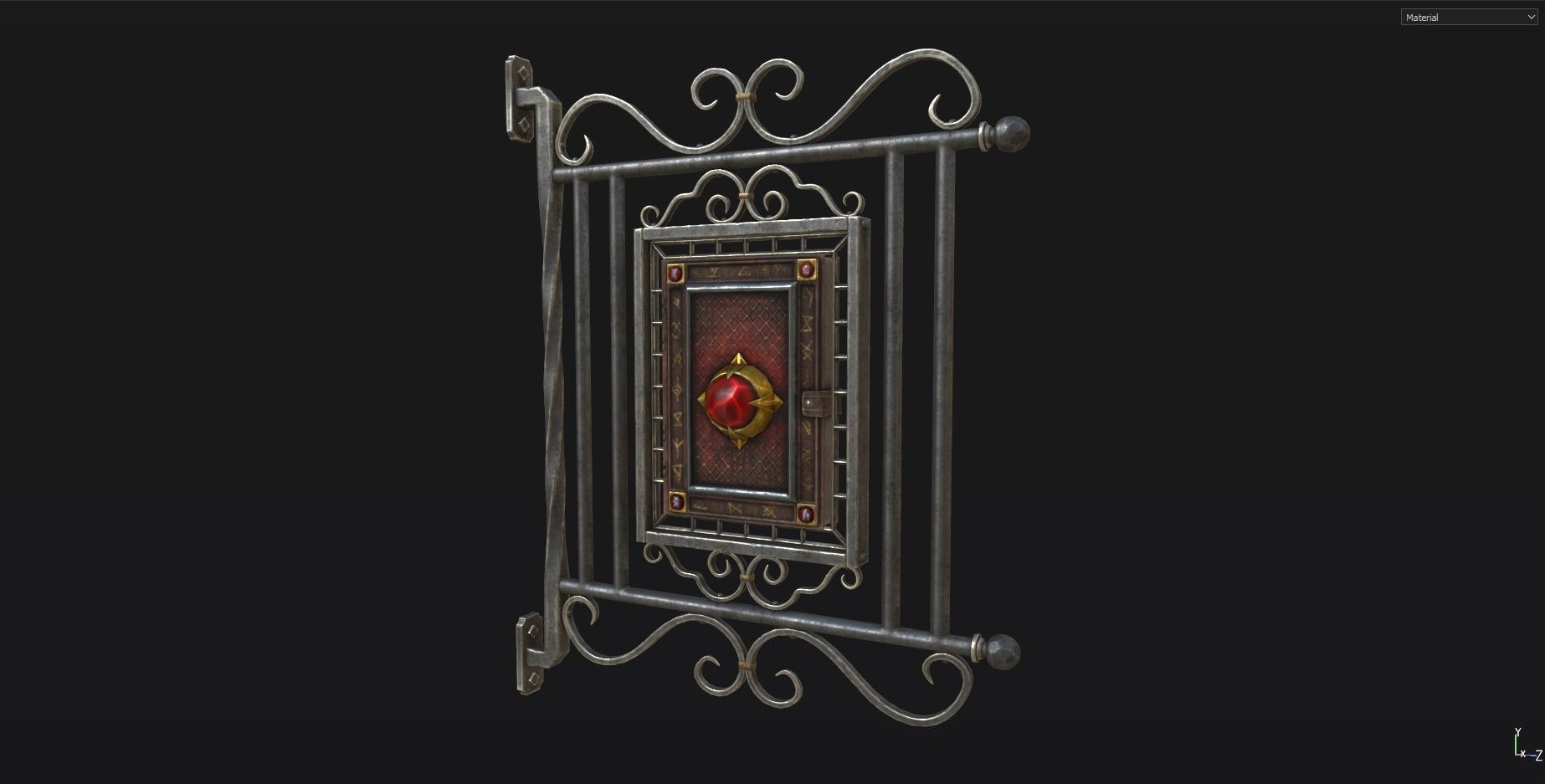 Medieval Magic Store Sign Low-poly 3D model_2