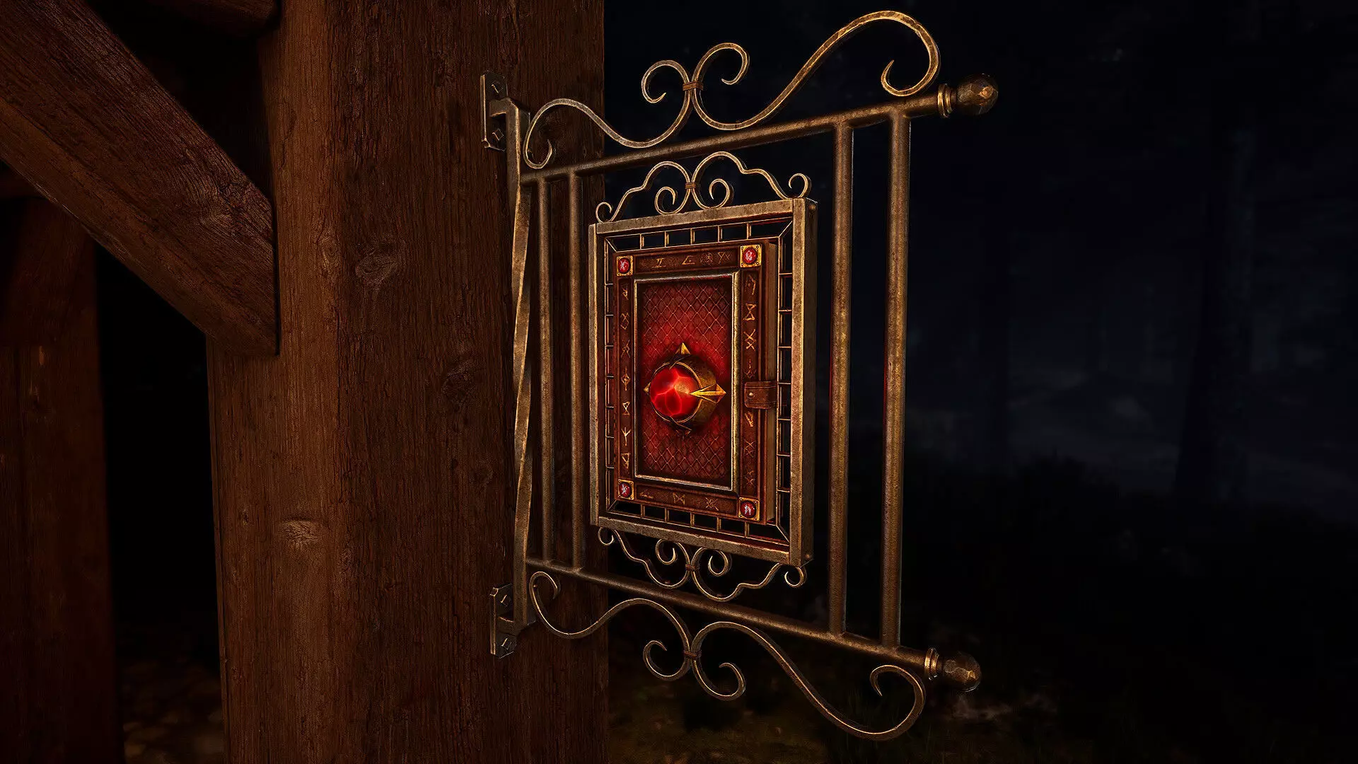 Medieval Magic Store Sign Low-poly 3D model_0