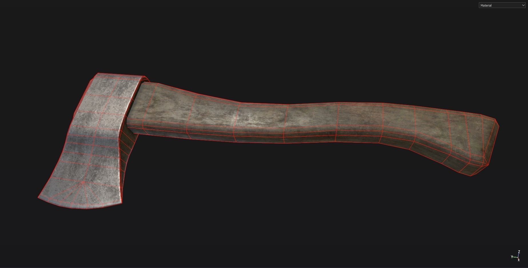 Medieval Axe Low-poly 3D model_2