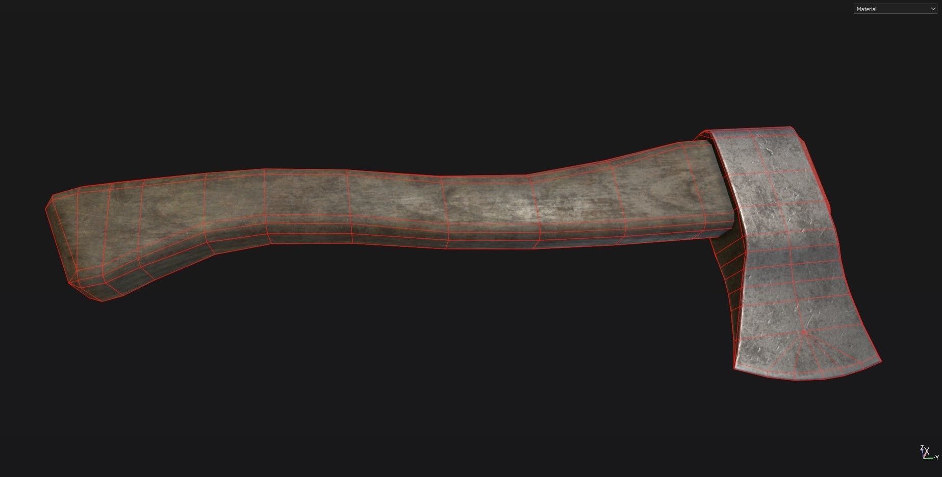 Medieval Axe Low-poly 3D model_3