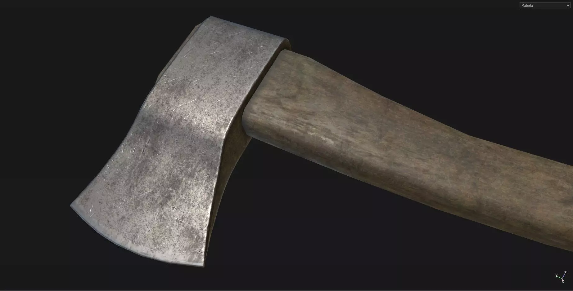 Medieval Axe Low-poly 3D model_0