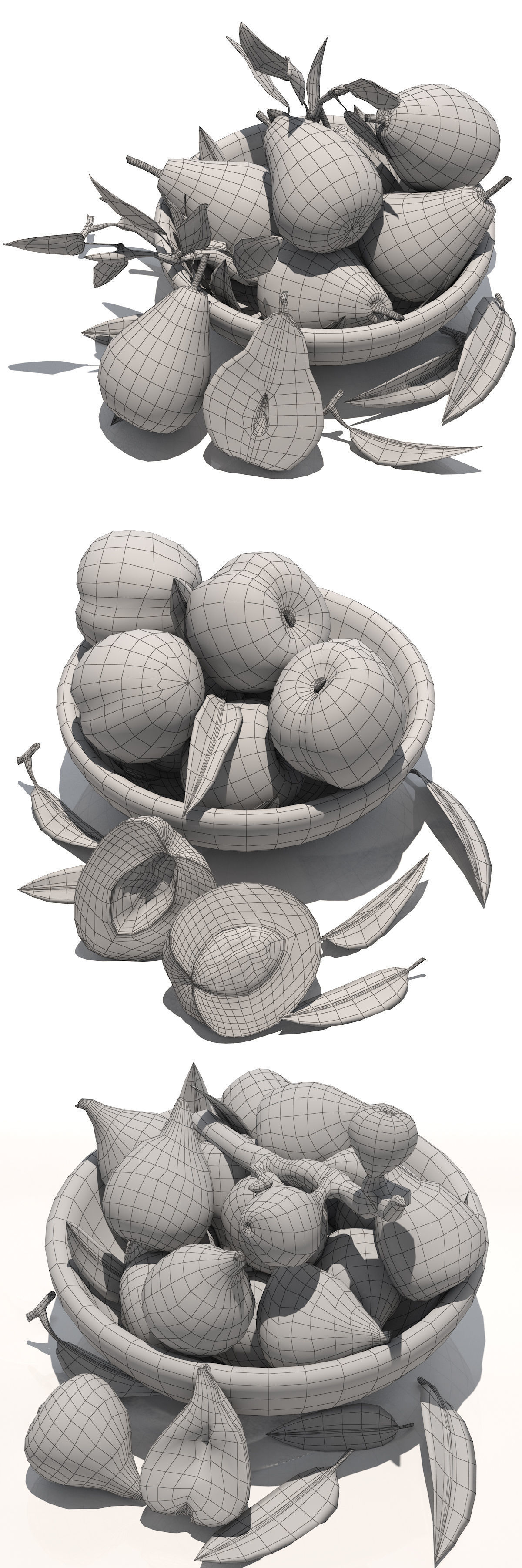 fruit set striped plates 3D model_4