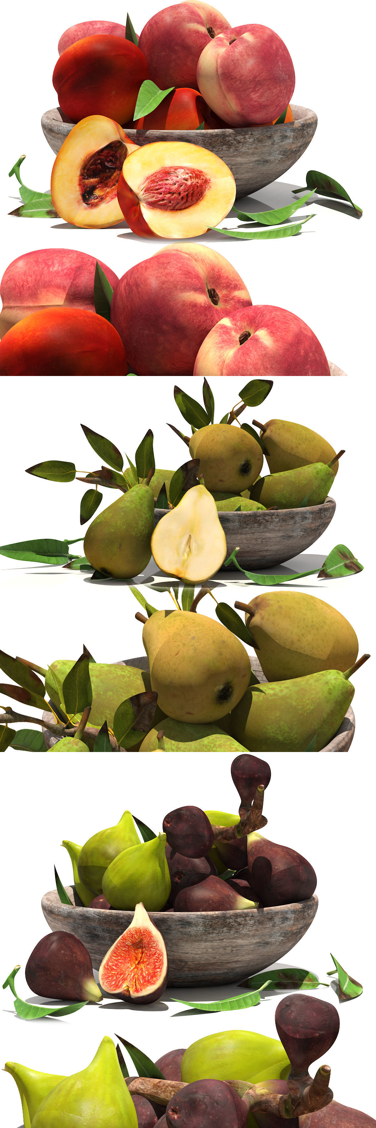 fruit set striped plates 3D model_2