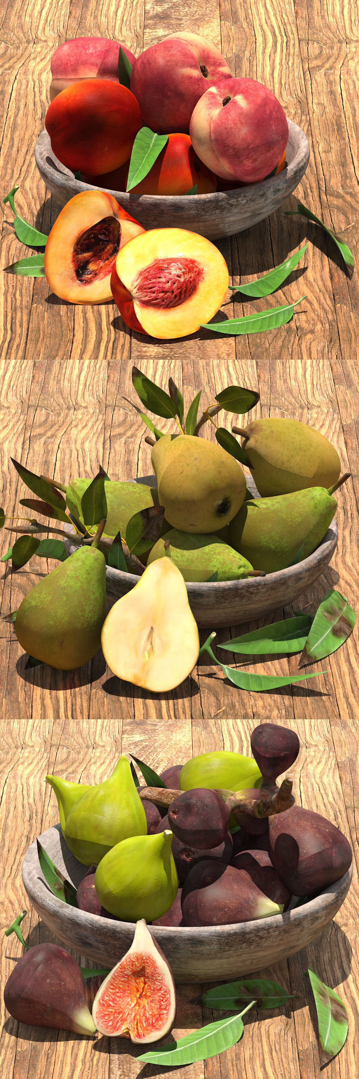 fruit set striped plates 3D model_1