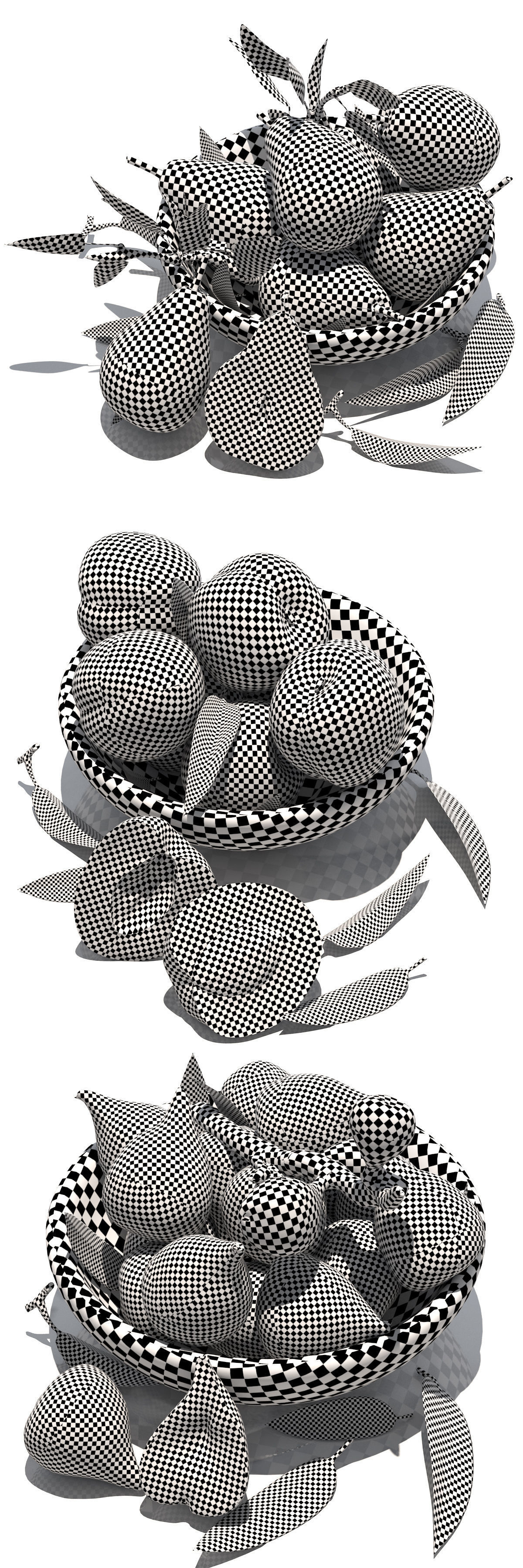 fruit set striped plates 3D model_3