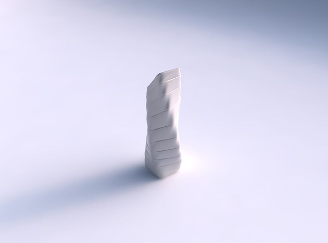 Vase twisted bent rectangle with smooth horizontal dents 2 3D print model