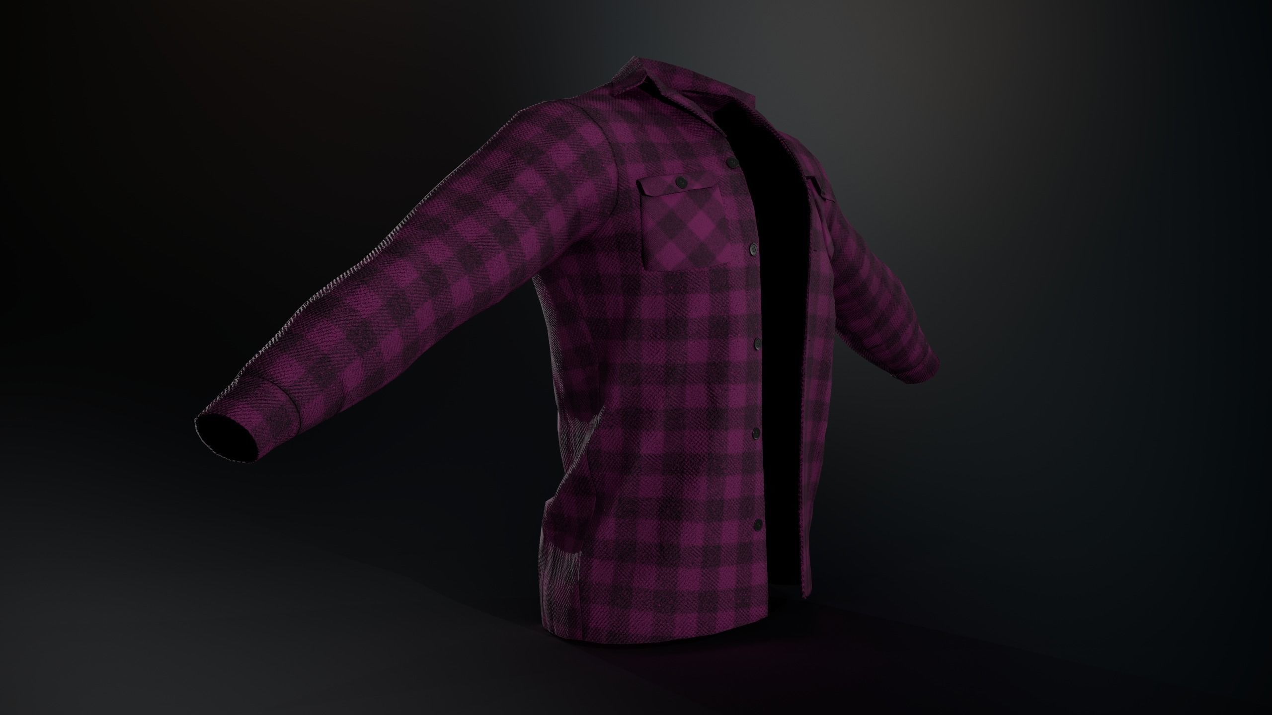 Pink Flannel Shirt  Low-poly 3D model_7