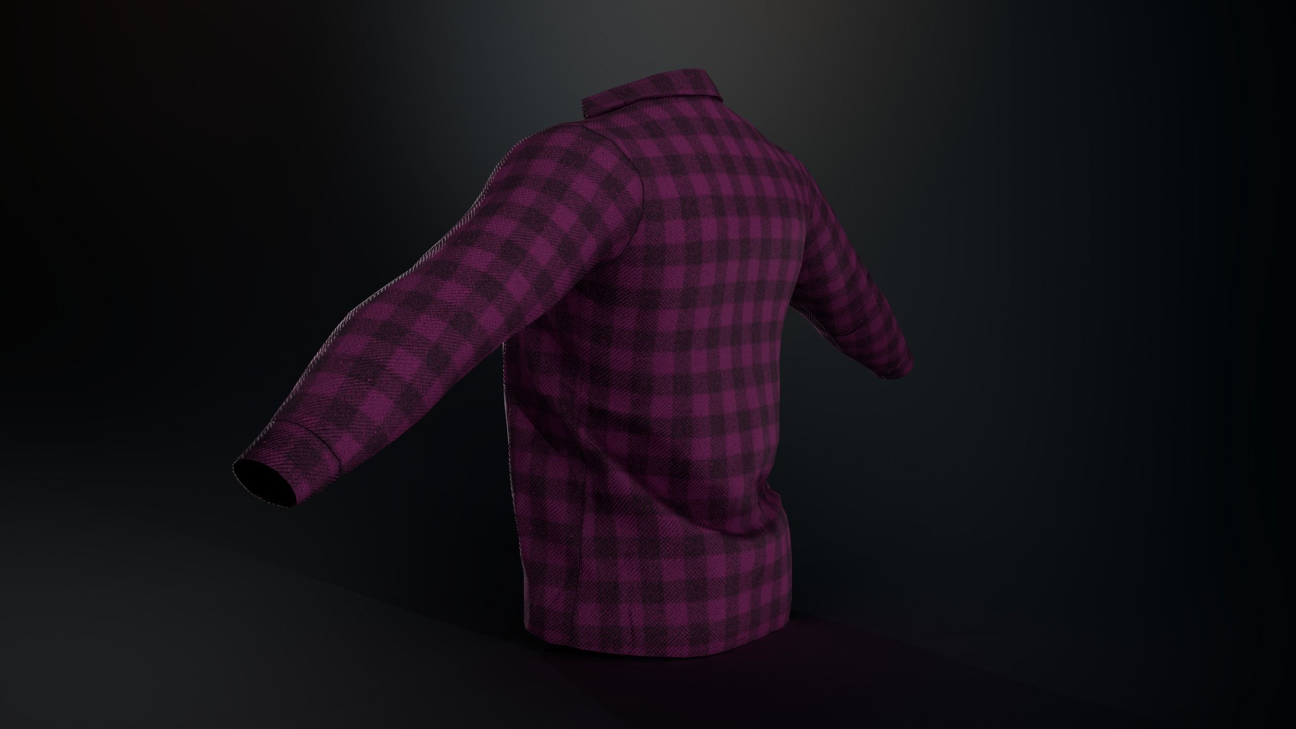 Pink Flannel Shirt  Low-poly 3D model_3