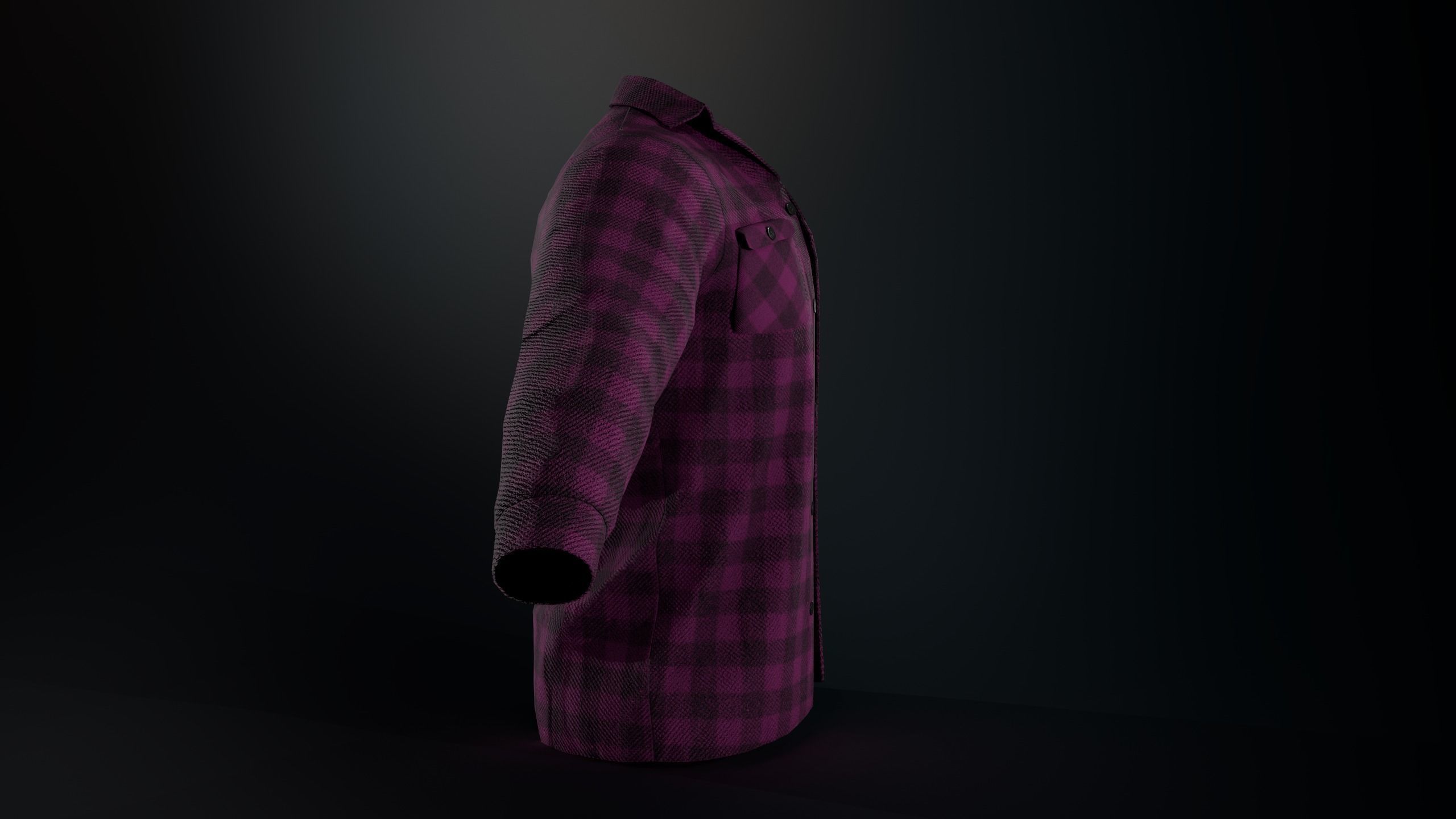 Pink Flannel Shirt  Low-poly 3D model_2