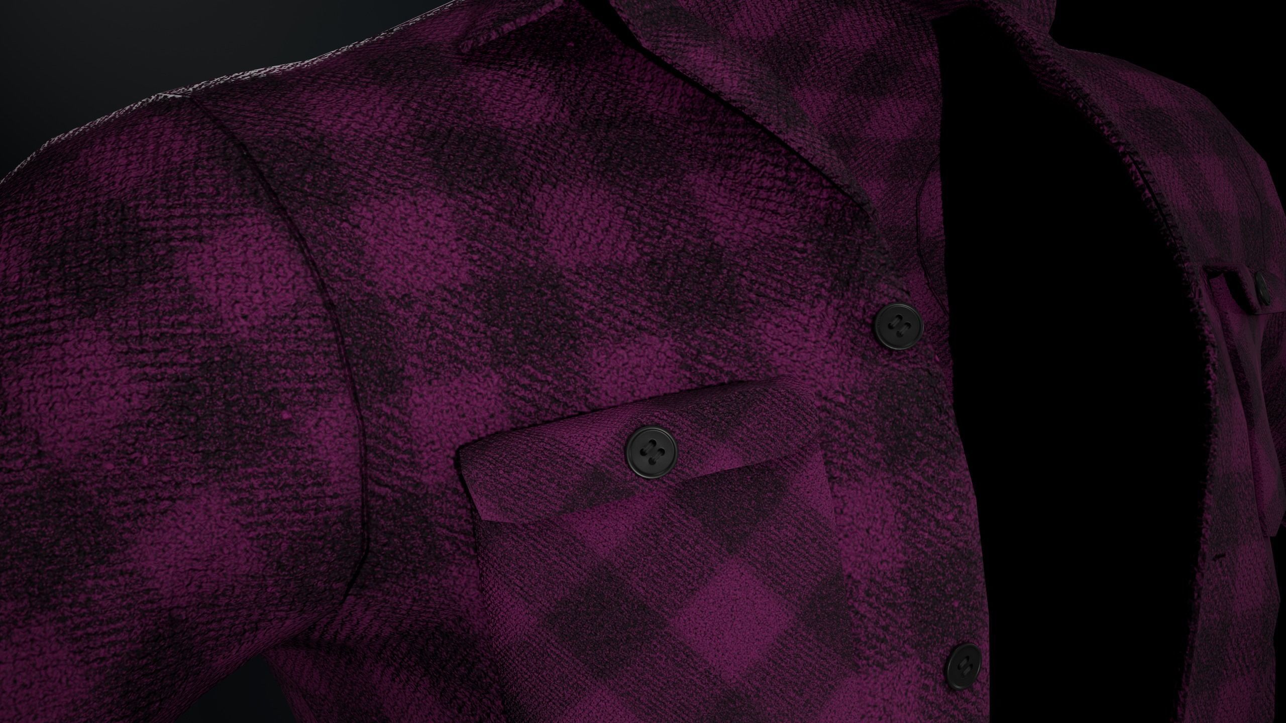 Pink Flannel Shirt  Low-poly 3D model_15