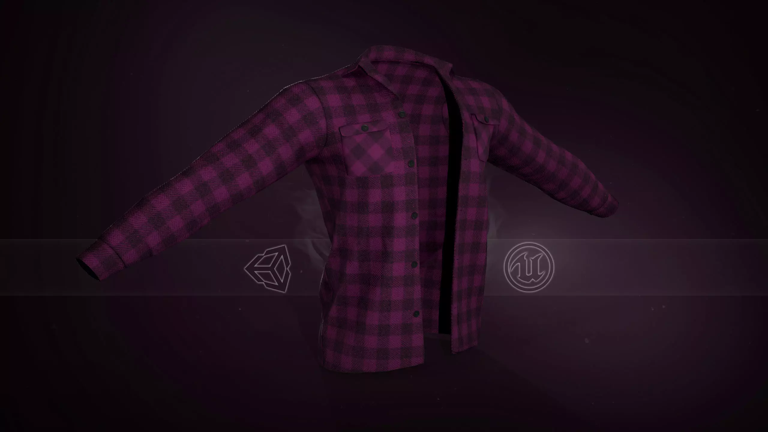 Pink Flannel Shirt  Low-poly 3D model_0