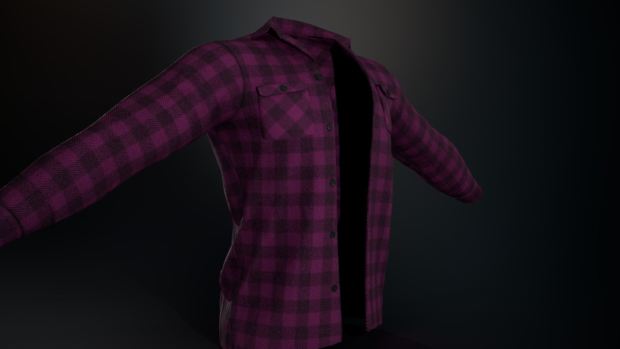 Pink Flannel Shirt  Low-poly 3D model_14