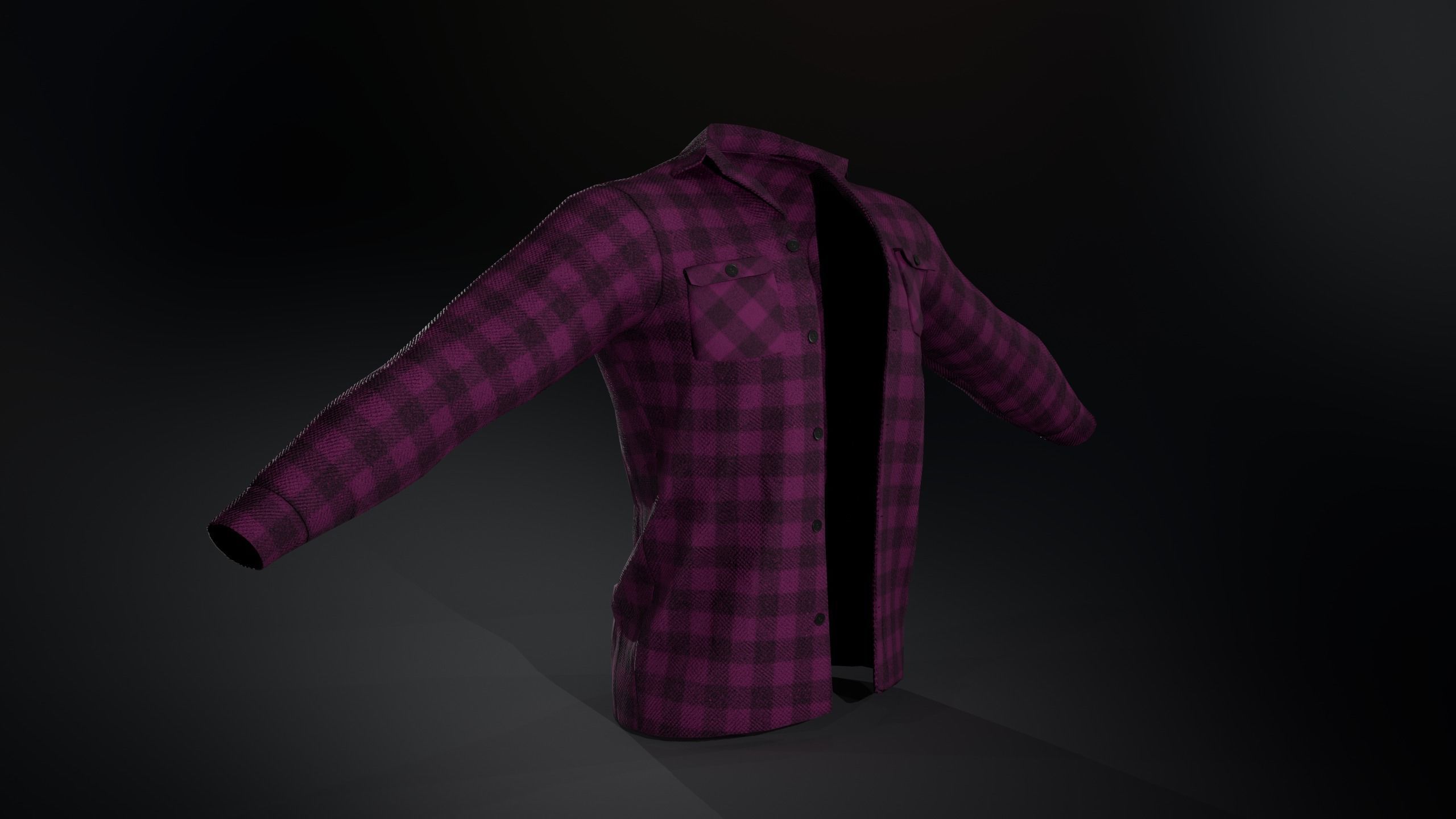 Pink Flannel Shirt  Low-poly 3D model_11