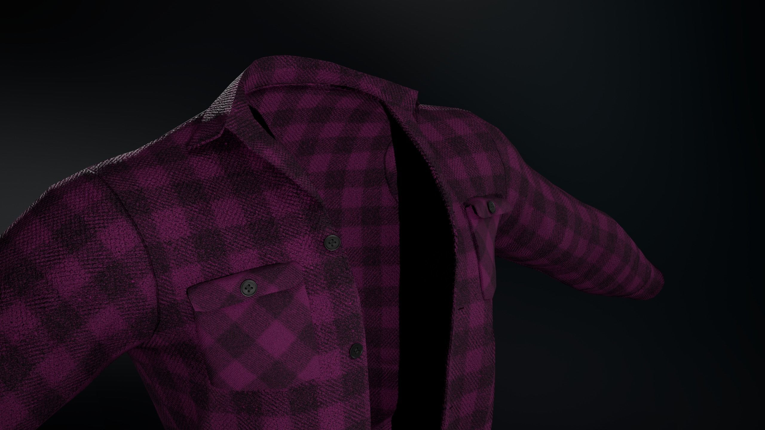 Pink Flannel Shirt  Low-poly 3D model_9