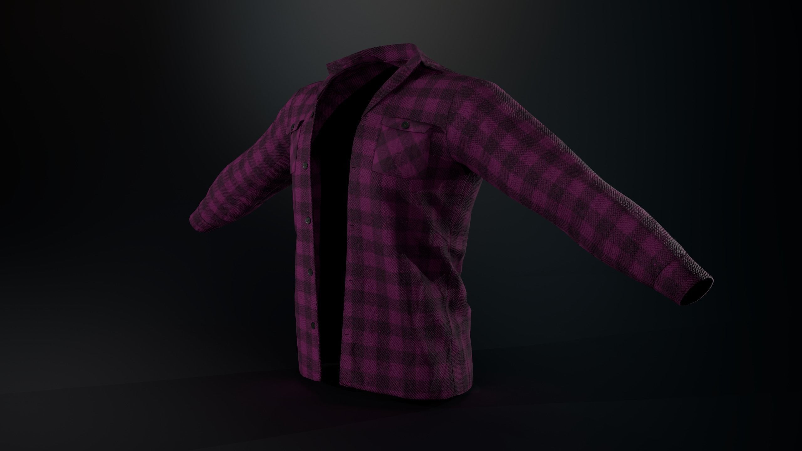 Pink Flannel Shirt  Low-poly 3D model_4