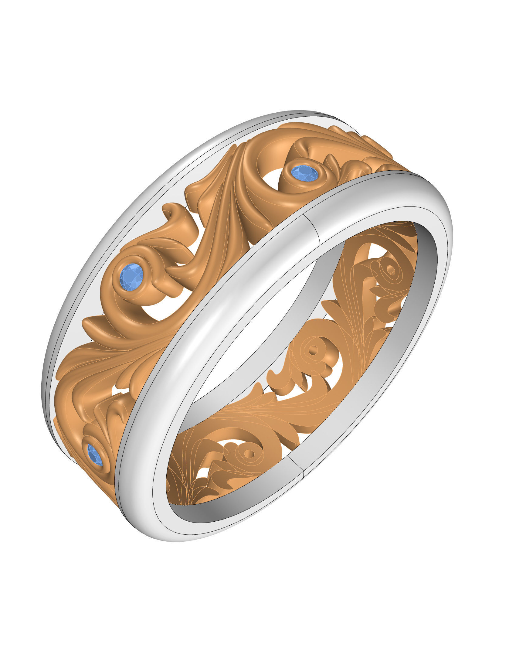 Wedding Band Men 3D print model_4