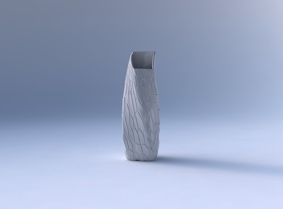 Vase twisted bent rectangle with organic cells 3D print model_4