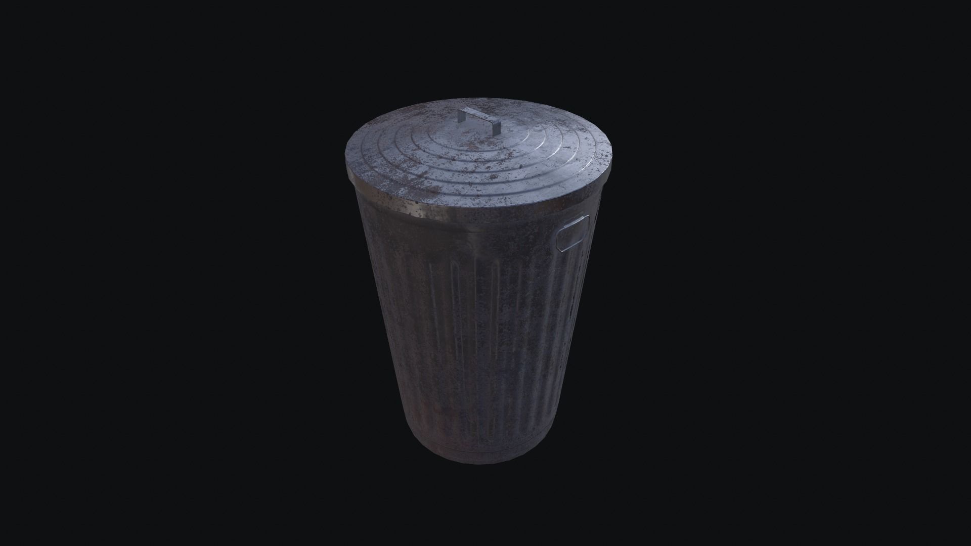 Trash Can Low-poly 3D model_9