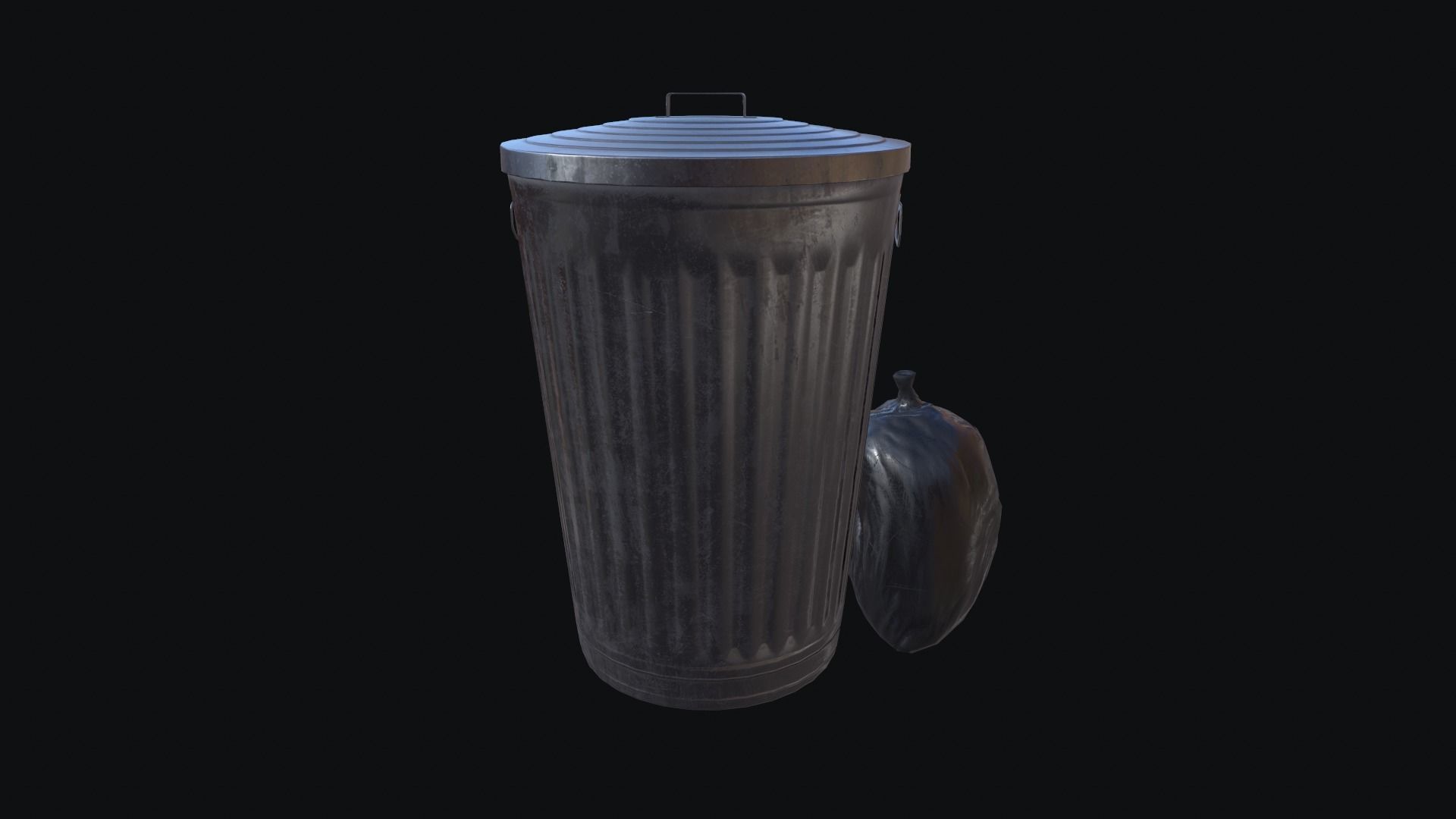 Trash Can Low-poly 3D model_2