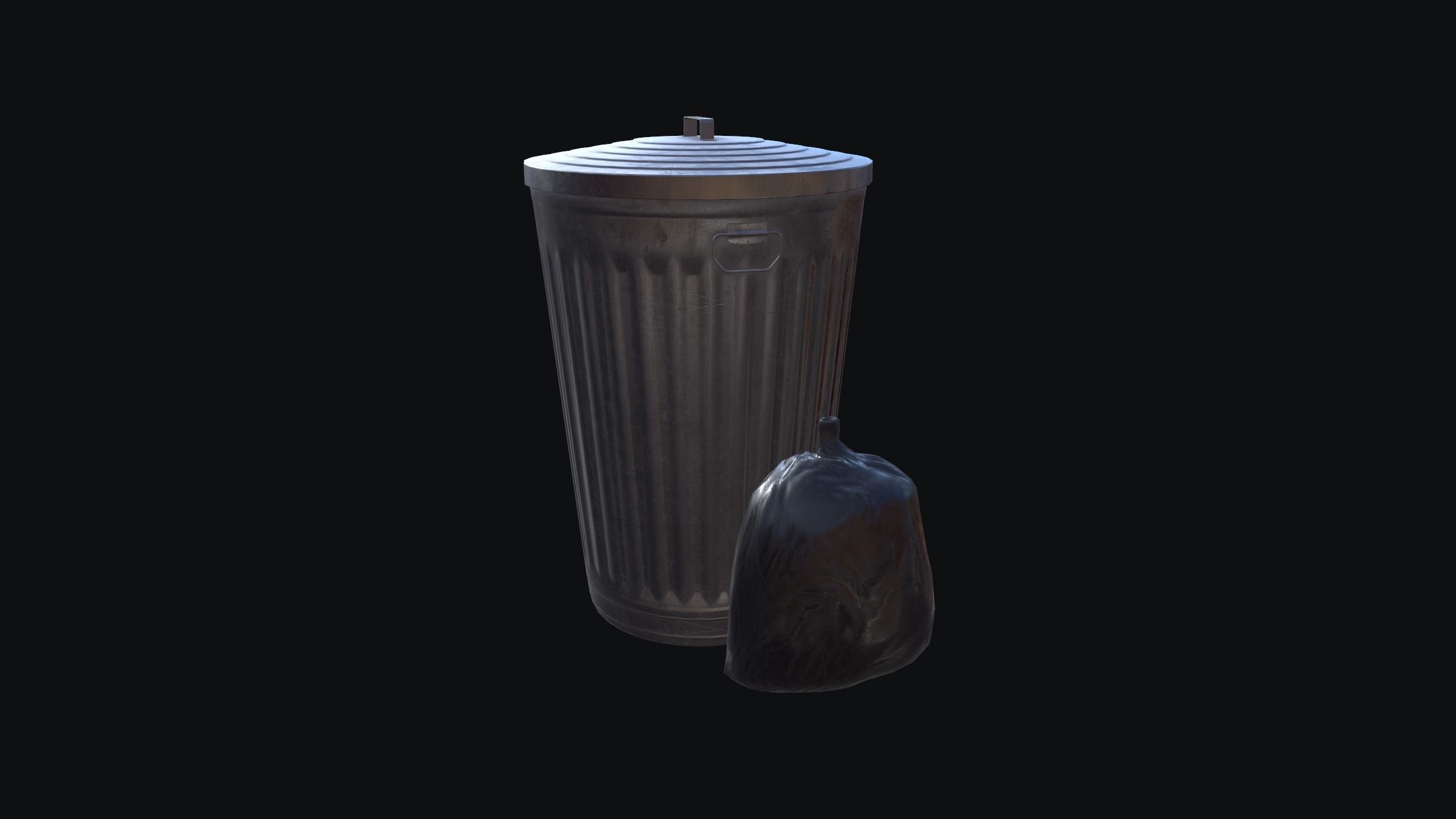 Trash Can Low-poly 3D model_1